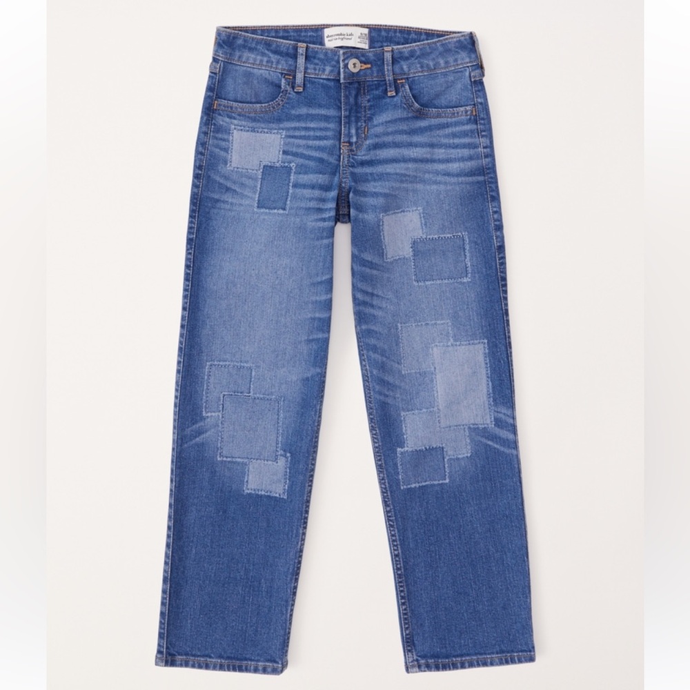 ABERCROMBIE KIDS Mid Rise Boyfriend Patchwork Jeans